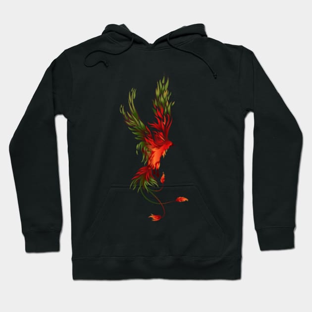 Red-Green Flying Phoenix Hoodie by DezinerFiles